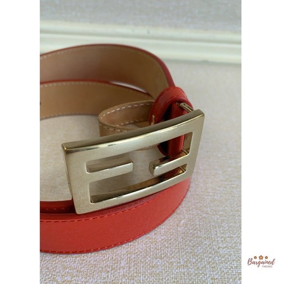 Authentic FENDI Red Patent Leather FF Baguette Buckle Belt 70/28 - 8C0130 - Picture 2 of 12